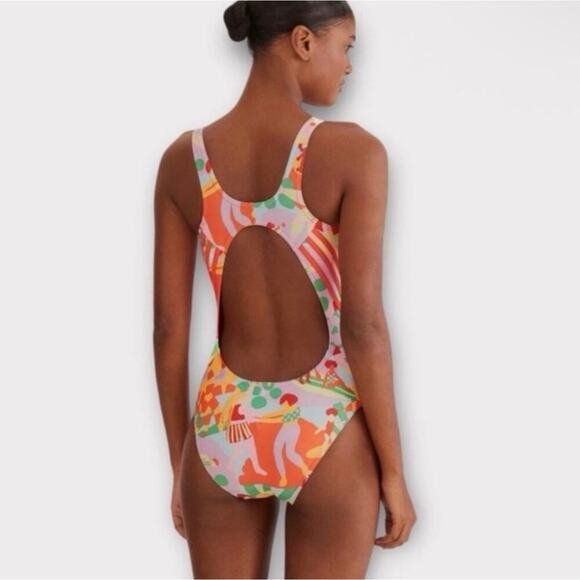 NWT Farm Rio x Adidas Pearl Citrine One Piece Swimsuit Sz. 16 - Picture 2 of 5